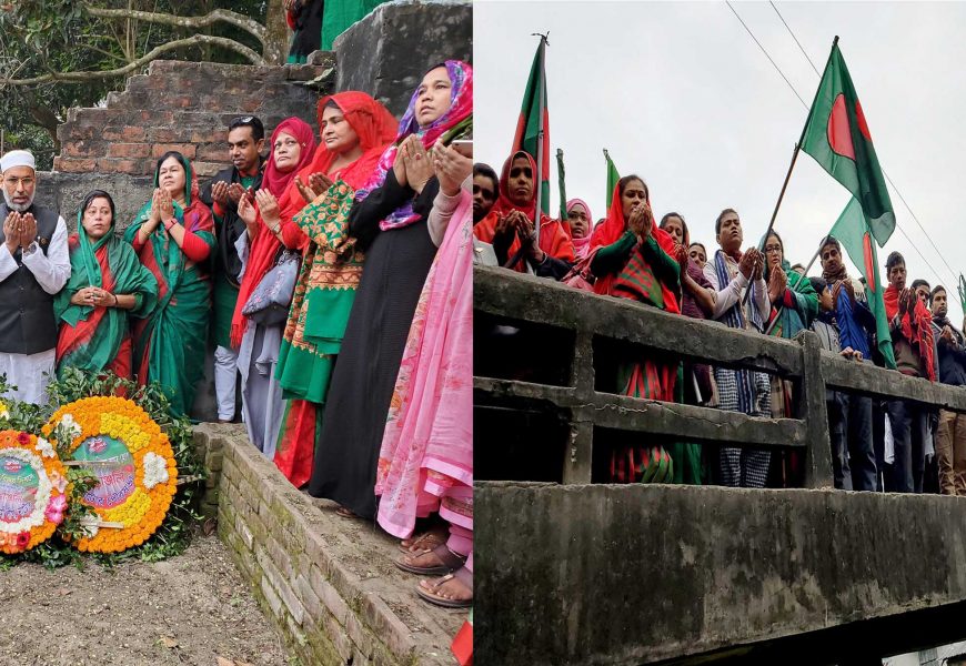 নাটোরে গ্যারেজের নীচে সেই গণকবরে সর্বস্তরের মানুষের শ্রদ্ধা